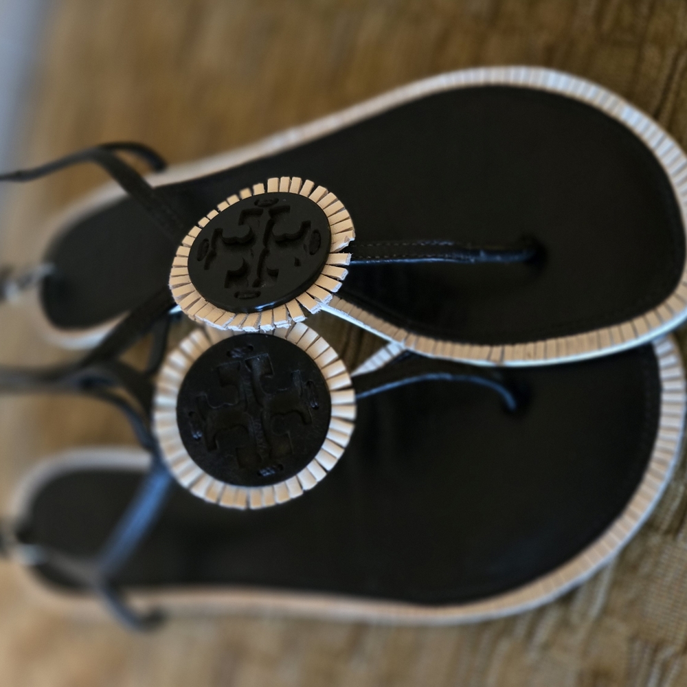 Tory Burch Black and White Sandals